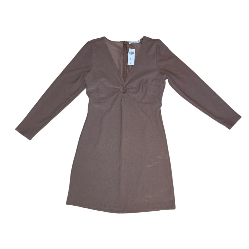 Abercrombie & Fitch Long Sleeve Brown Dress LARGE T Sexy Cutout Fitted